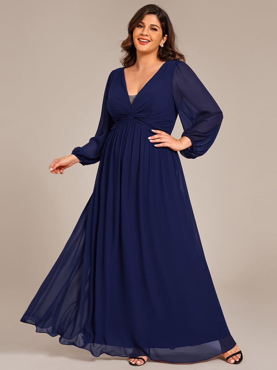 ever TRU|Graceful Chiffon A-Line Pleated Long Sleeves Formal Evening Dress