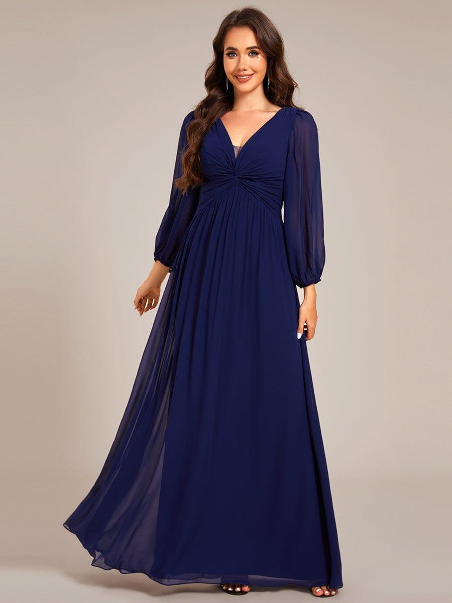 ever TRU|Graceful Chiffon A-Line Pleated Long Sleeves Formal Evening Dress