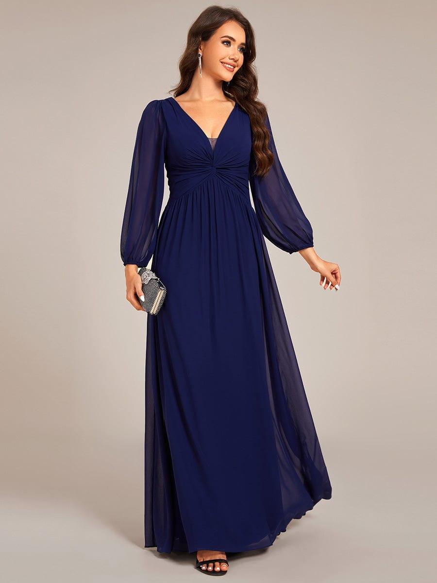 ever TRU|Graceful Chiffon A-Line Pleated Long Sleeves Formal Evening Dress