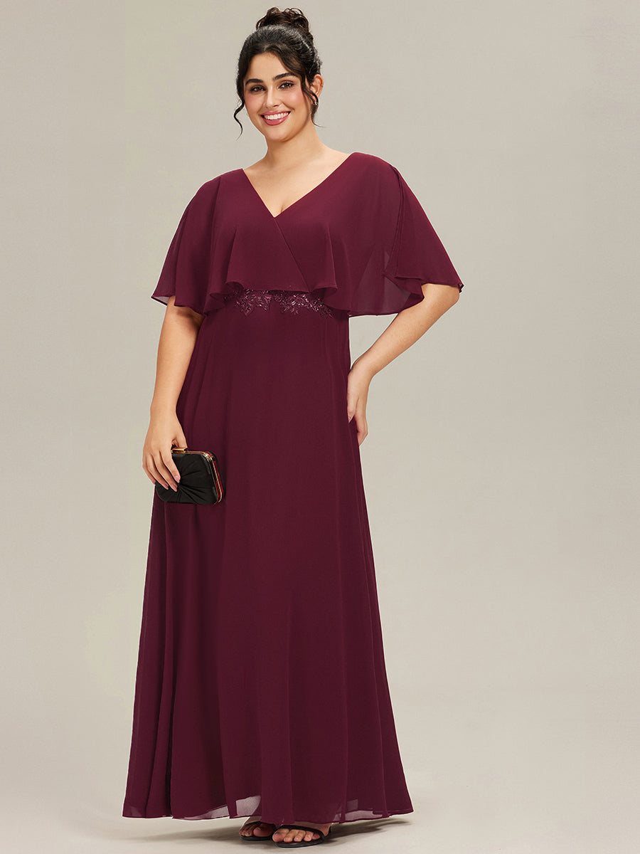 pretty MAXINE|Plus Size Chiffon Formal Maxi Dress with Batwing Sleeves