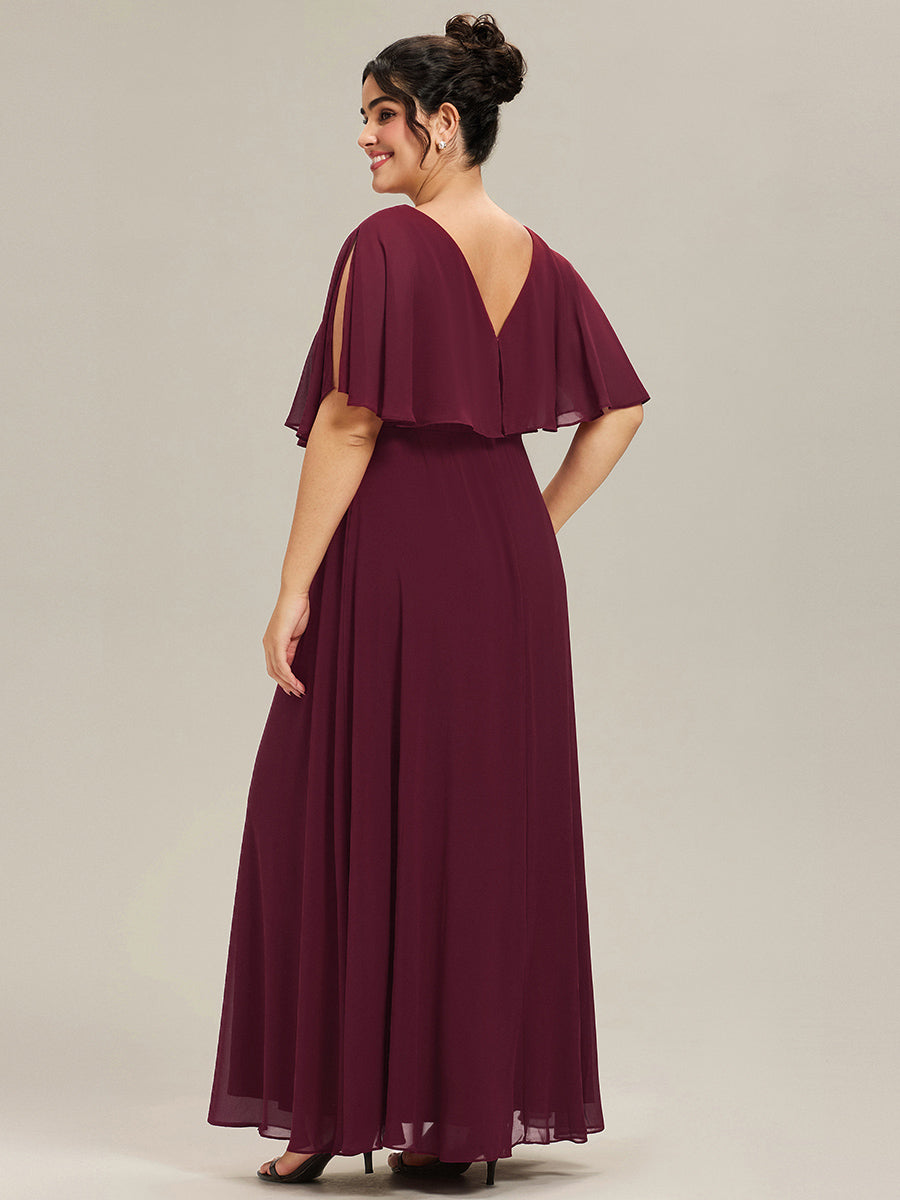 pretty MAXINE|Plus Size Chiffon Formal Maxi Dress with Batwing Sleeves