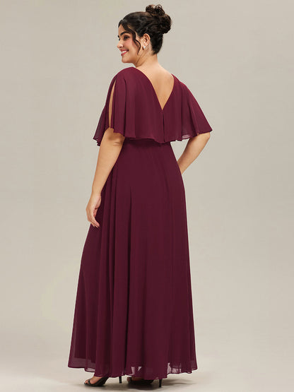 pretty MAXINE|Plus Size Chiffon Formal Maxi Dress with Batwing Sleeves