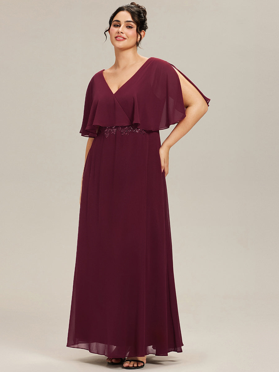pretty MAXINE|Plus Size Chiffon Formal Maxi Dress with Batwing Sleeves