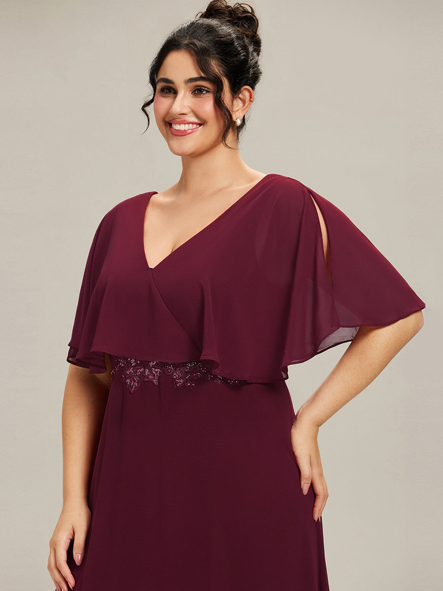 pretty MAXINE|Plus Size Chiffon Formal Maxi Dress with Batwing Sleeves