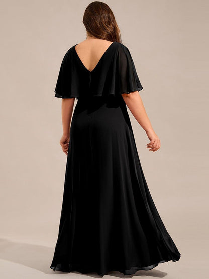 pretty MAXINE|Plus Size Chiffon Formal Maxi Dress with Batwing Sleeves