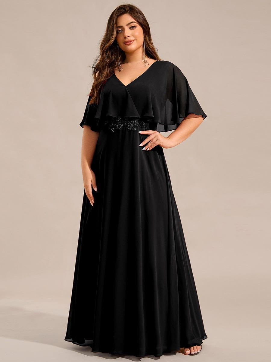 pretty MAXINE|Plus Size Chiffon Formal Maxi Dress with Batwing Sleeves