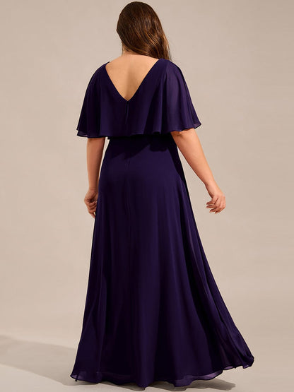 pretty MAXINE|Plus Size Chiffon Formal Maxi Dress with Batwing Sleeves