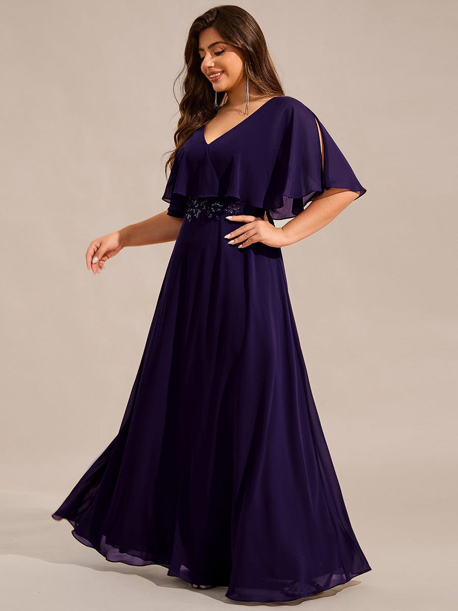 pretty MAXINE|Plus Size Chiffon Formal Maxi Dress with Batwing Sleeves
