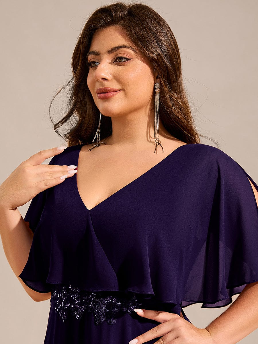 pretty MAXINE|Plus Size Chiffon Formal Maxi Dress with Batwing Sleeves