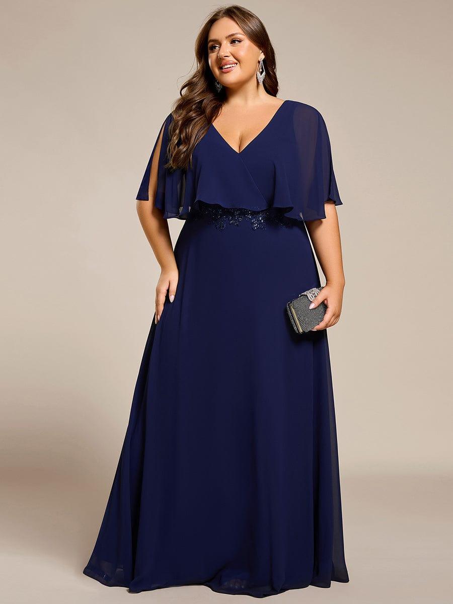 pretty MAXINE|Plus Size Chiffon Formal Maxi Dress with Batwing Sleeves
