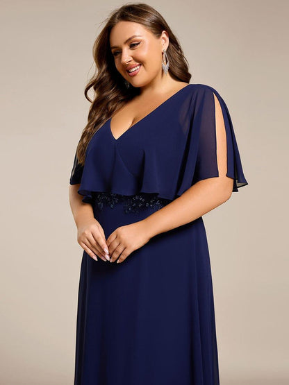 pretty MAXINE|Plus Size Chiffon Formal Maxi Dress with Batwing Sleeves
