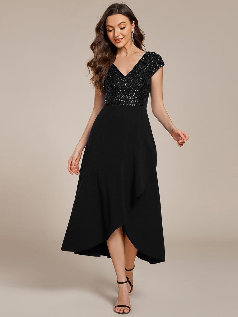 ever BAYLOR|Short Sleeve V-Neck Midi Sequin Formal Dress