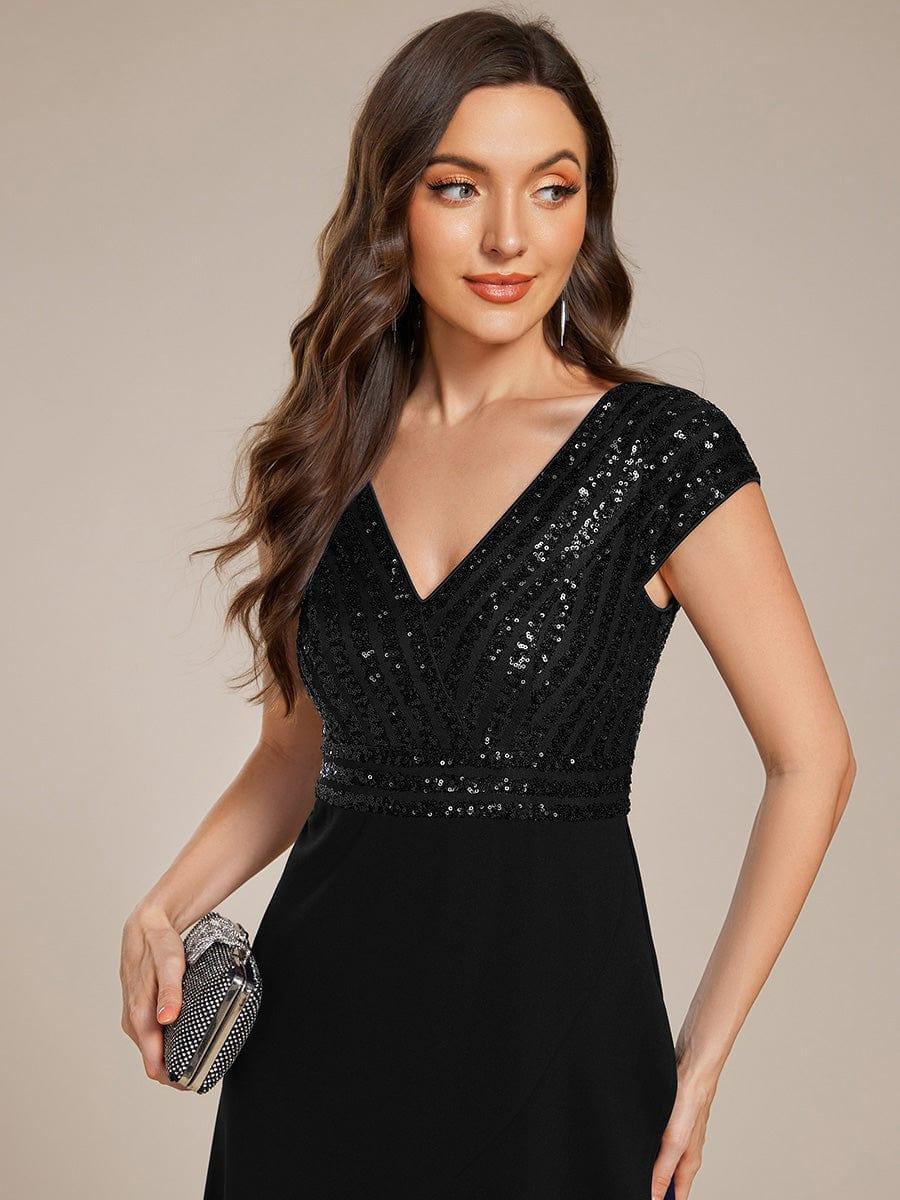 ever BAYLOR|Short Sleeve V-Neck Midi Sequin Formal Dress