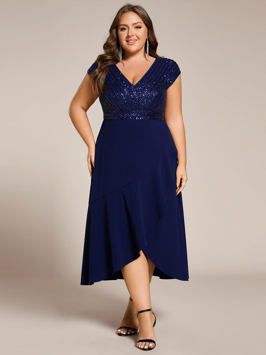 ever BAYLOR|Short Sleeve V-Neck Midi Sequin Formal Dress