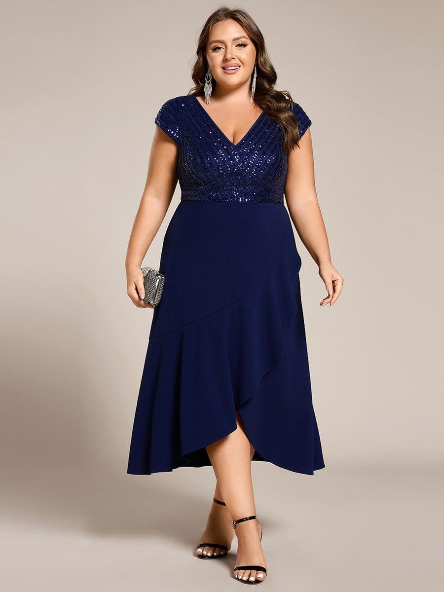 ever BAYLOR|Short Sleeve V-Neck Midi Sequin Formal Dress