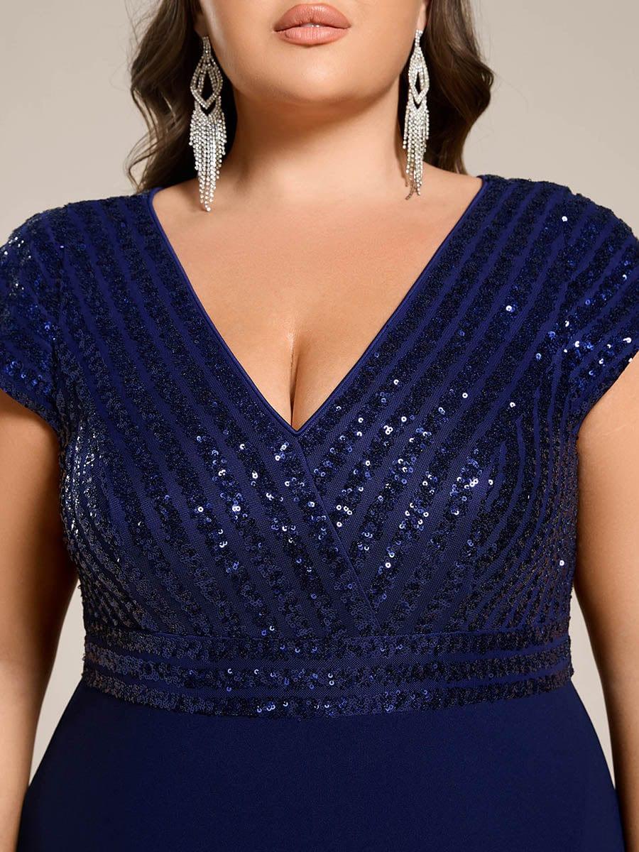 ever BAYLOR|Short Sleeve V-Neck Midi Sequin Formal Dress