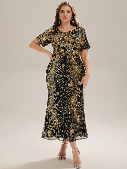 ever HAYLEN|Plus Size Sequin Mermaid Mother of the Bride Dress