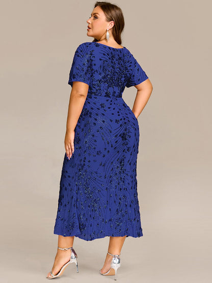 ever HAYLEN|Plus Size Sequin Mermaid Mother of the Bride Dress