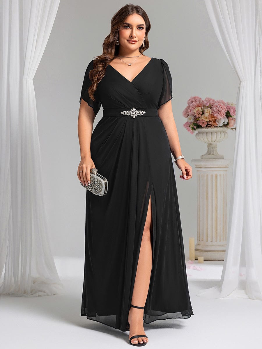 ever NOAH|Chiffon A-Line Ruffle Sleeve Evening Dress