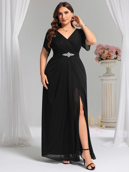 pretty NOAH|Plus Size Waist Decoration Chiffon A-Line Formal Dress