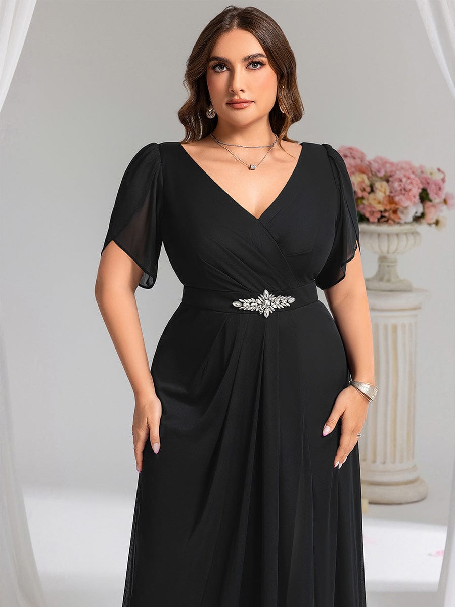 ever NOAH|Chiffon A-Line Ruffle Sleeve Evening Dress