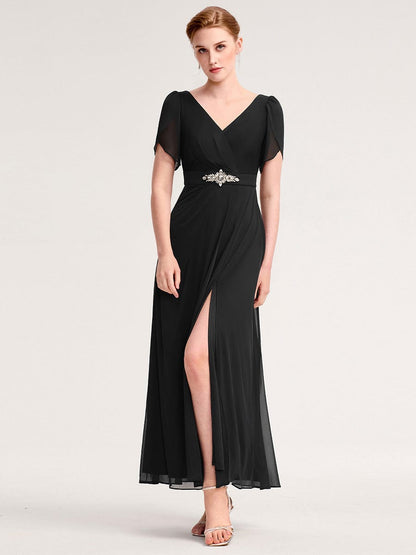 ever NOAH|Chiffon A-Line Ruffle Sleeve Evening Dress