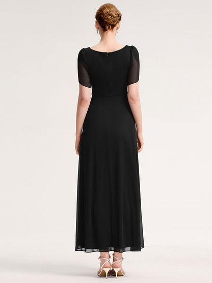 ever NOAH|Chiffon A-Line Ruffle Sleeve Evening Dress