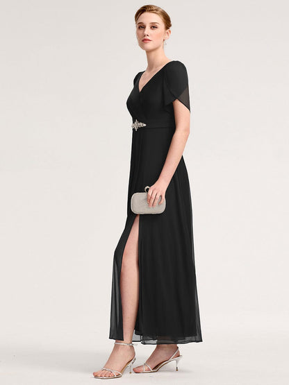 ever NOAH|Chiffon A-Line Ruffle Sleeve Evening Dress