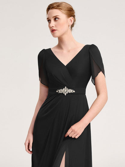 ever NOAH|Chiffon A-Line Ruffle Sleeve Evening Dress