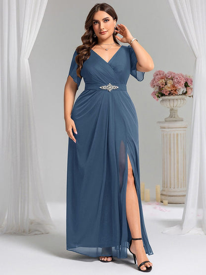 ever NOAH|Chiffon A-Line Ruffle Sleeve Evening Dress