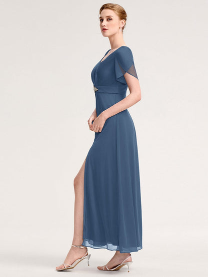 ever NOAH|Chiffon A-Line Ruffle Sleeve Evening Dress