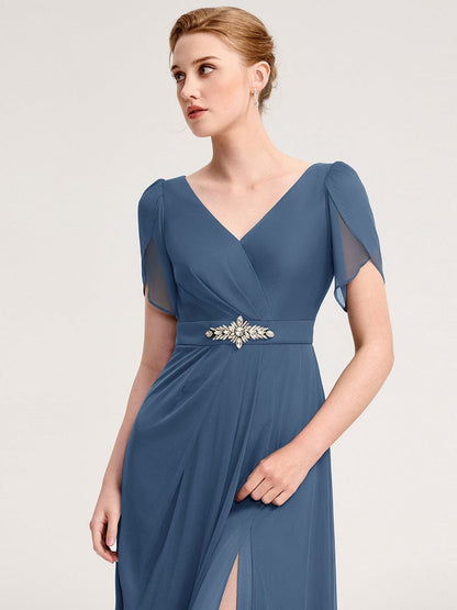 ever NOAH|Chiffon A-Line Ruffle Sleeve Evening Dress
