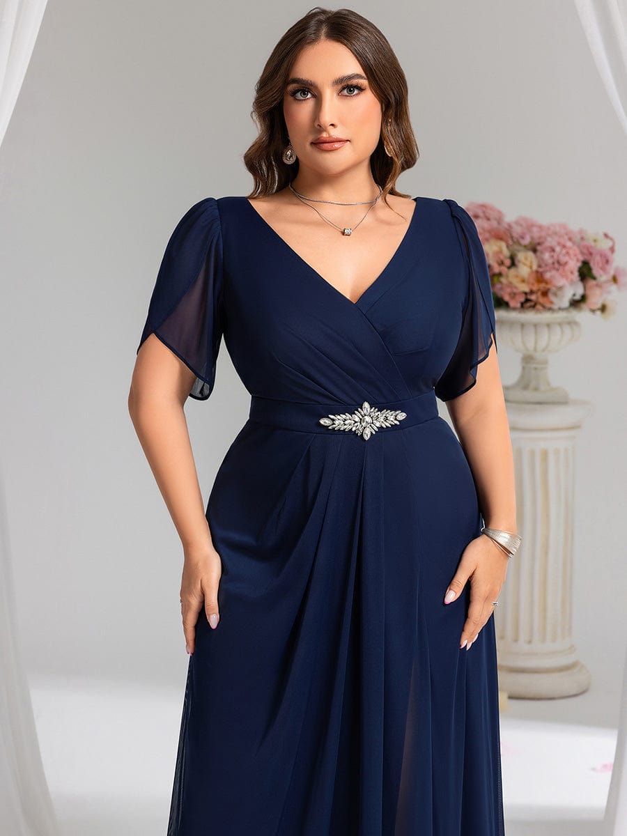 pretty NOAH|Plus Size Waist Decoration Chiffon A-Line Formal Dress