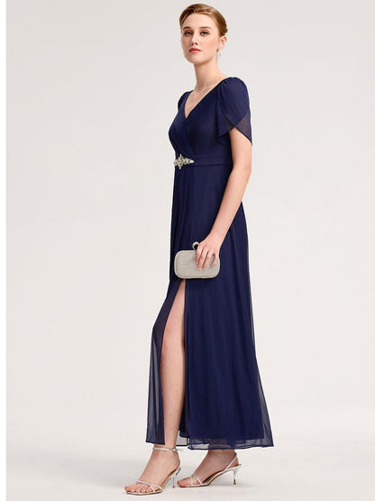 ever NOAH|Chiffon A-Line Ruffle Sleeve Evening Dress
