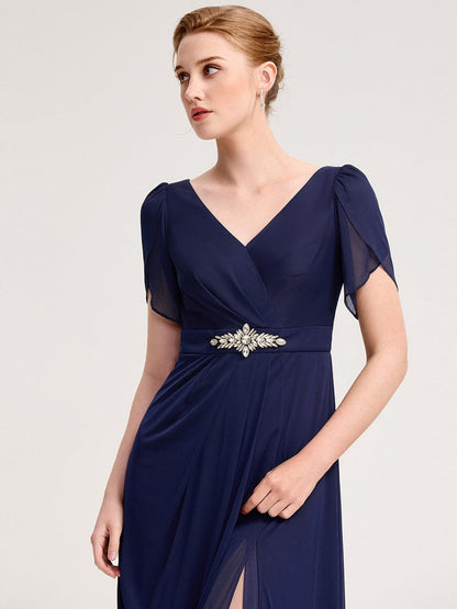 ever NOAH|Chiffon A-Line Ruffle Sleeve Evening Dress