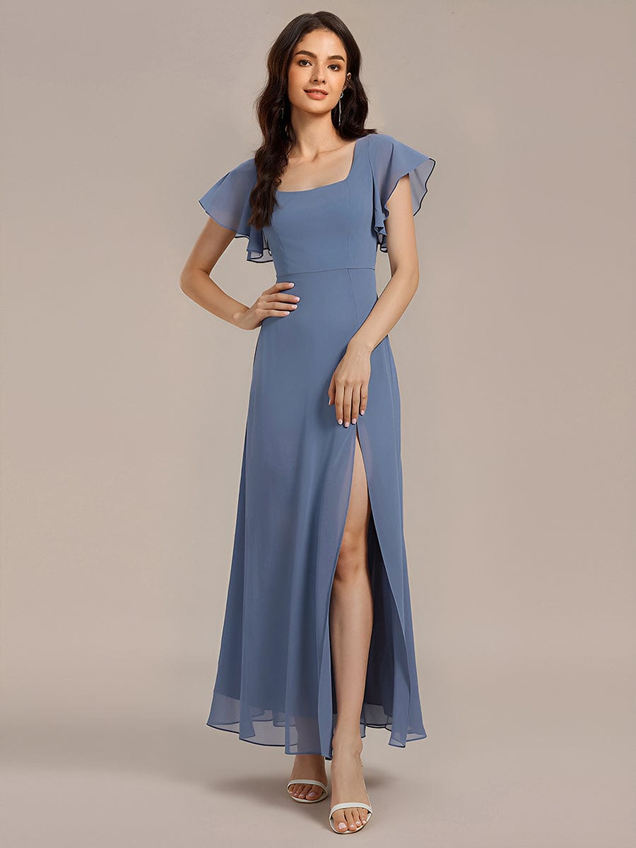 ever WISTERIA|Floral Print Flutter Sleeve Side Split Maxi Formal Dress