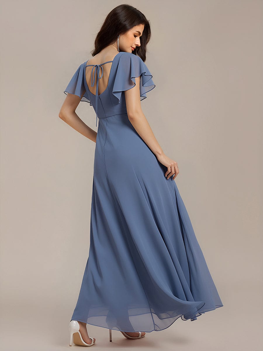 ever WISTERIA|Floral Print Flutter Sleeve Side Split Maxi Formal Dress