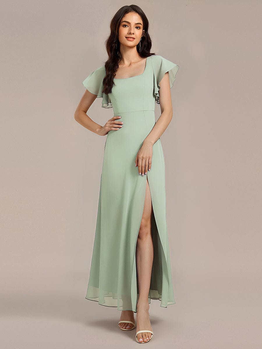 ever WISTERIA|Floral Print Flutter Sleeve Side Split Maxi Formal Dress