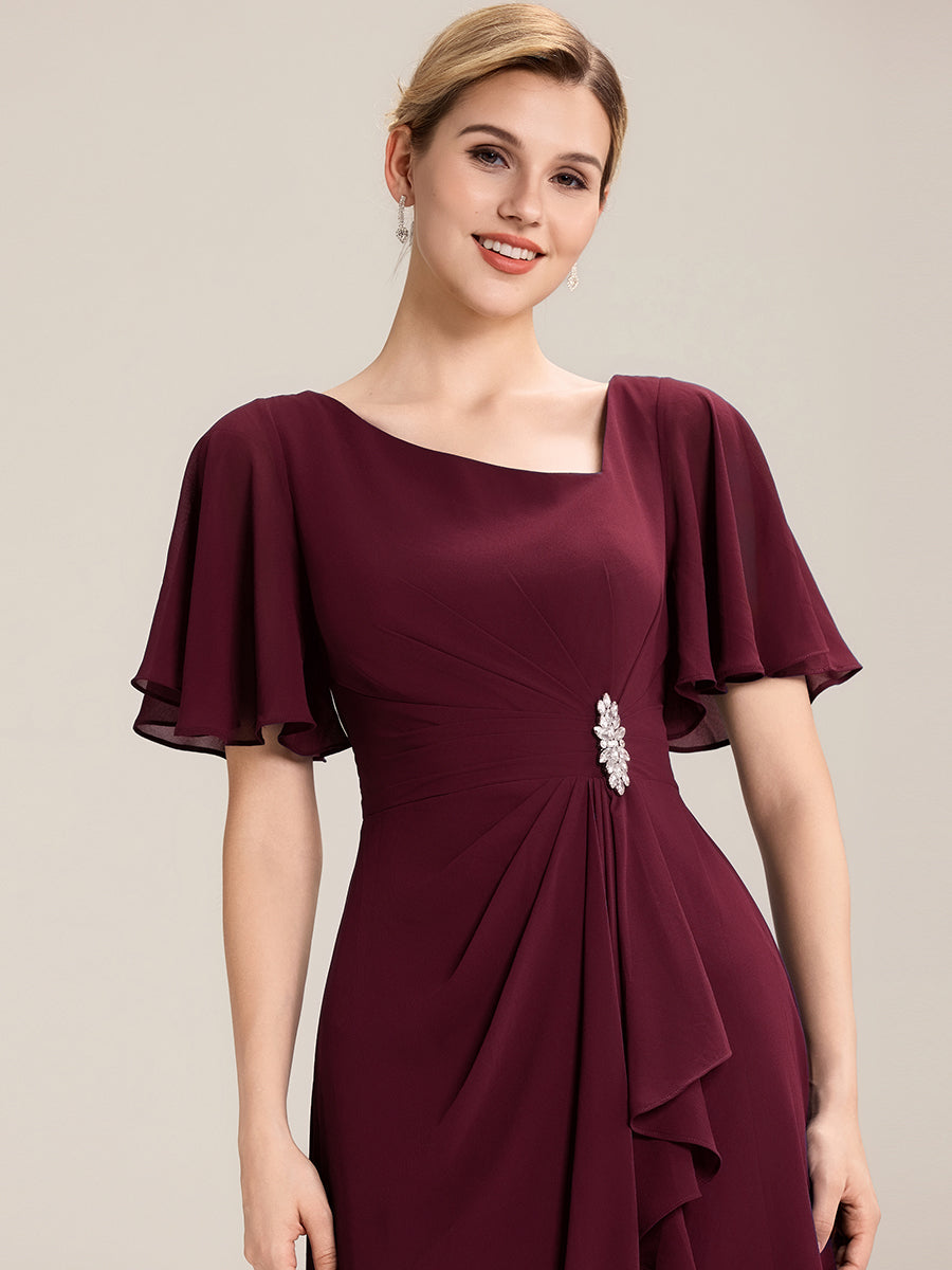 ever LILOU| Pleated Chiffon Ruffle Sleeve Midi Dress