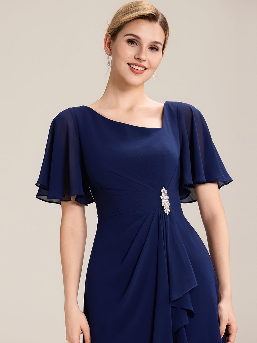 ever LILOU| Pleated Chiffon Ruffle Sleeve Midi Dress