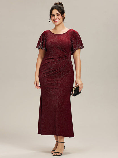 ever FATE| Plus Size Sequin Flutter Sleeve Formal Dress