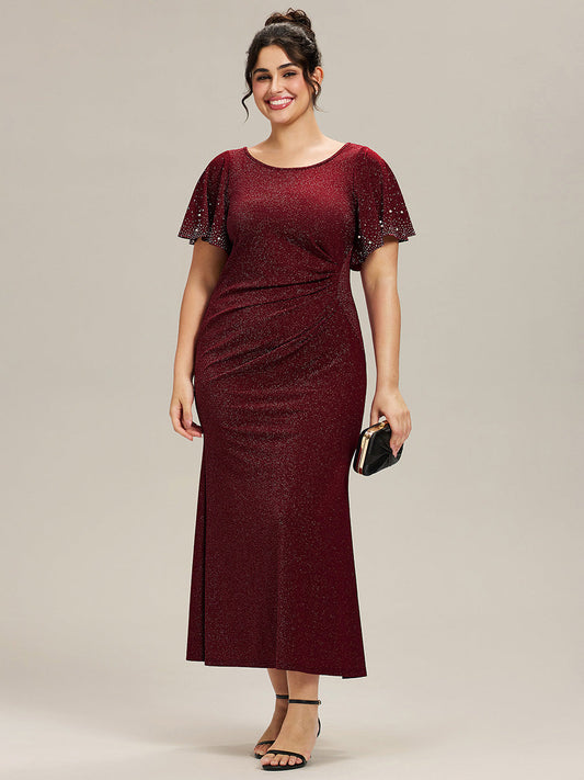 ever FATE| Plus Size Sequin Flutter Sleeve Formal Dress
