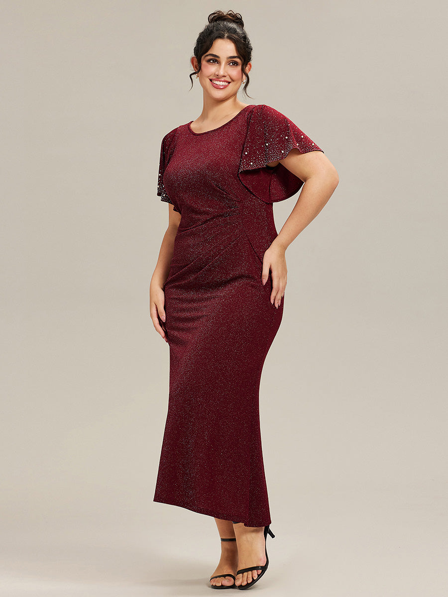 ever FATE| Plus Size Sequin Flutter Sleeve Formal Dress