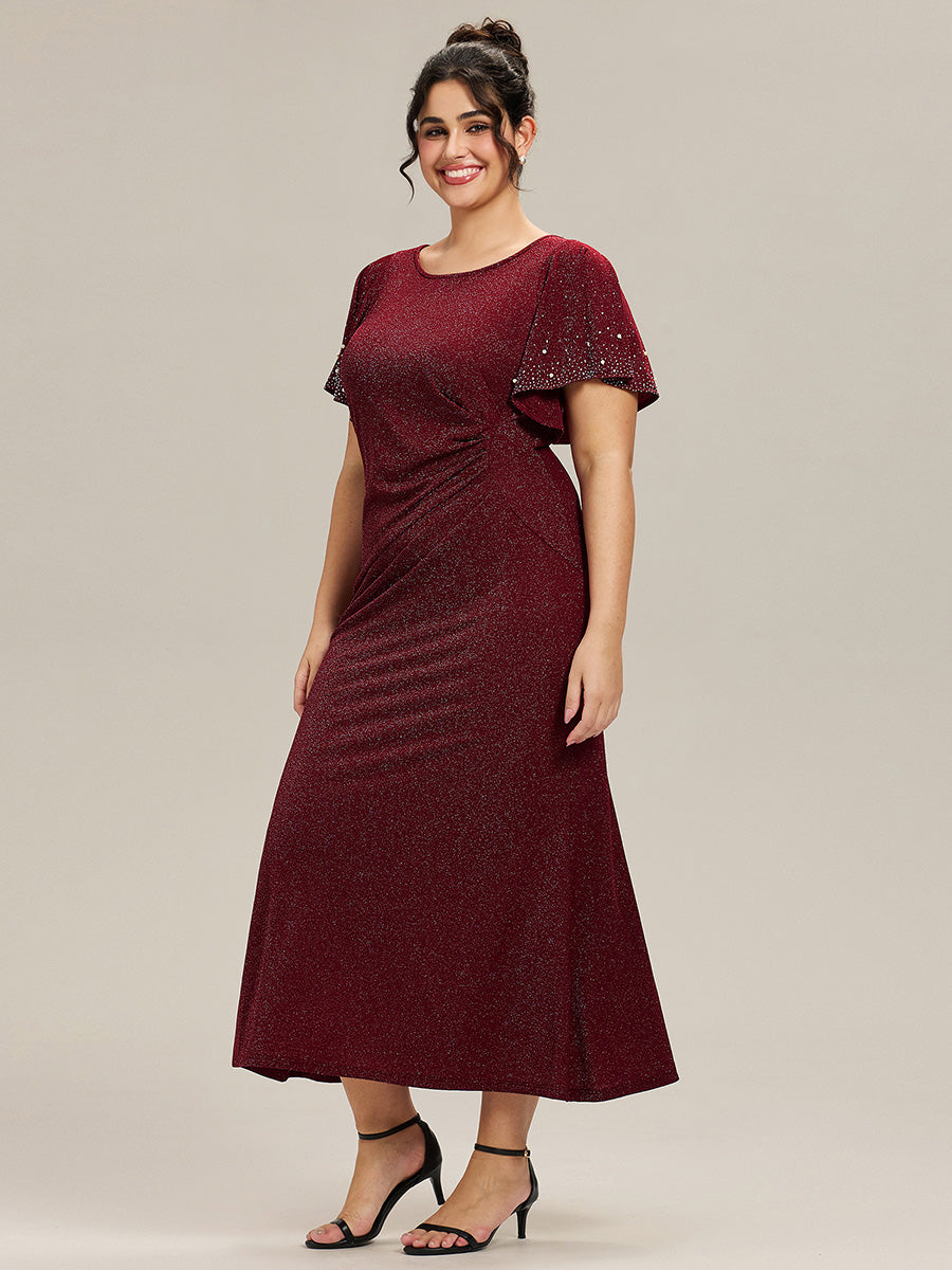 ever FATE| Plus Size Sequin Flutter Sleeve Formal Dress