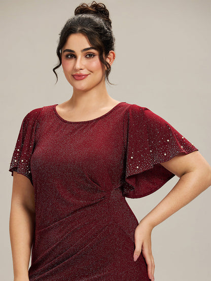 ever FATE| Plus Size Sequin Flutter Sleeve Formal Dress