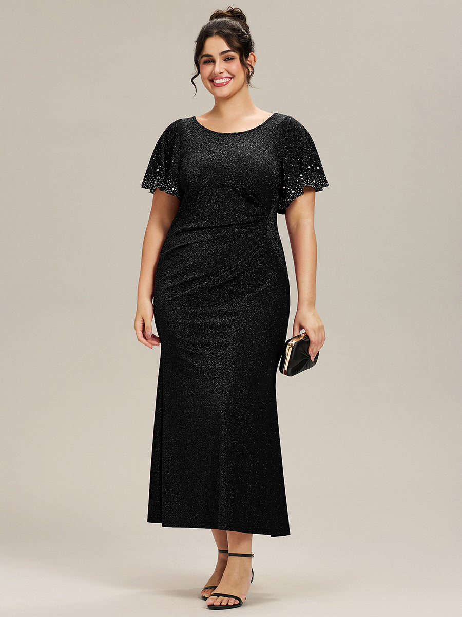 ever FATE| Plus Size Sequin Flutter Sleeve Formal Dress