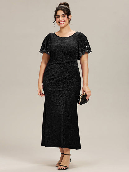 ever FATE| Plus Size Sequin Flutter Sleeve Formal Dress