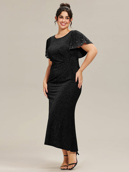 ever FATE| Plus Size Sequin Flutter Sleeve Formal Dress