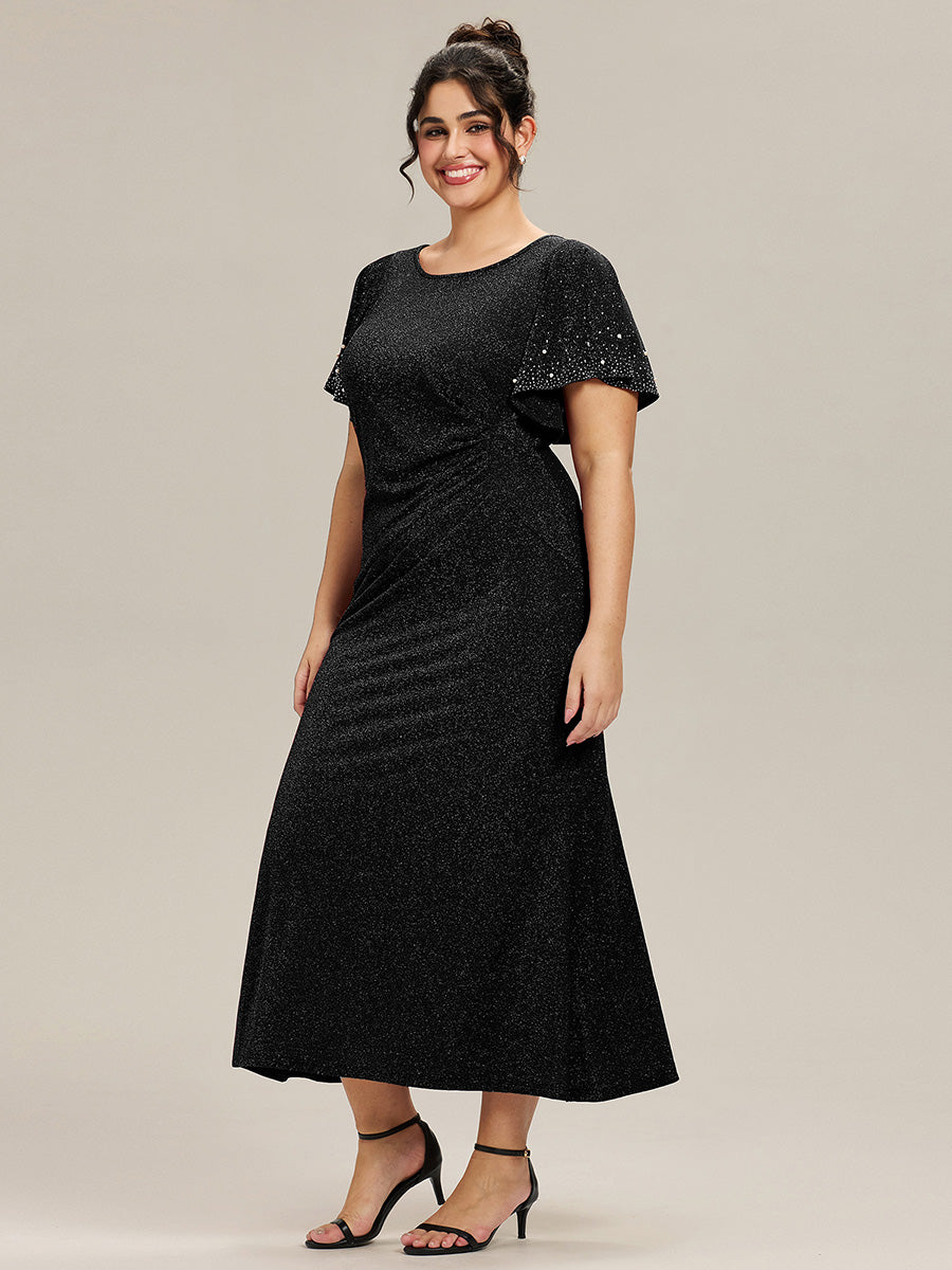 ever FATE| Plus Size Sequin Flutter Sleeve Formal Dress