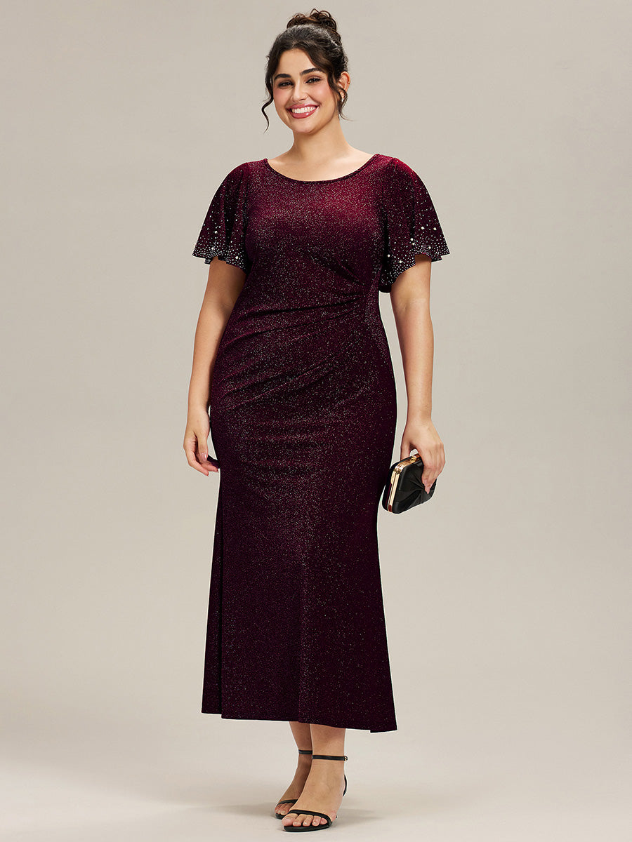 ever FATE| Plus Size Sequin Flutter Sleeve Formal Dress